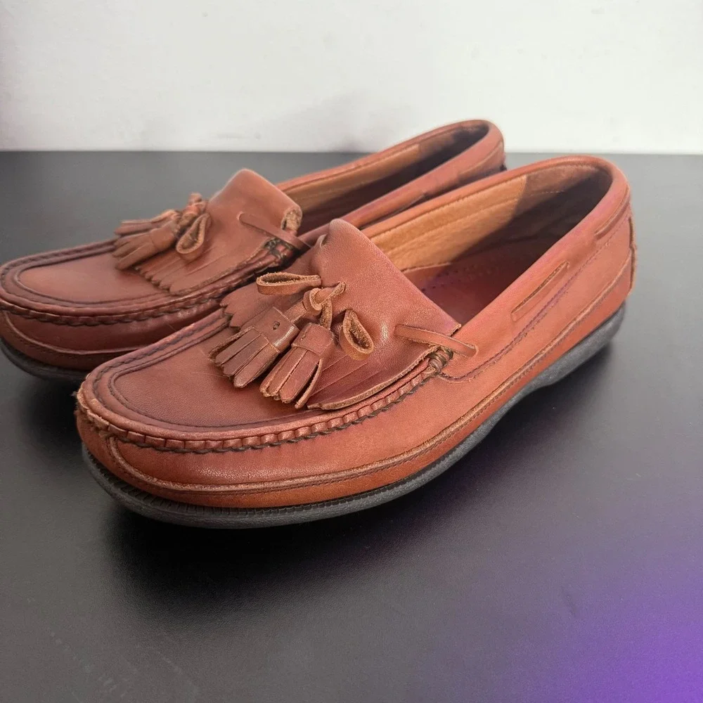 Florsheim Slip On Tassel Loafers Size‎ 8.5 D Brown Leather Dress Shoes Preppy